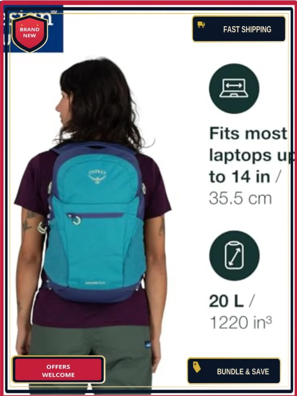 Osprey Daylite Plus Laptop Backpack - Recycled Polyester, 20L Travel Daypack,